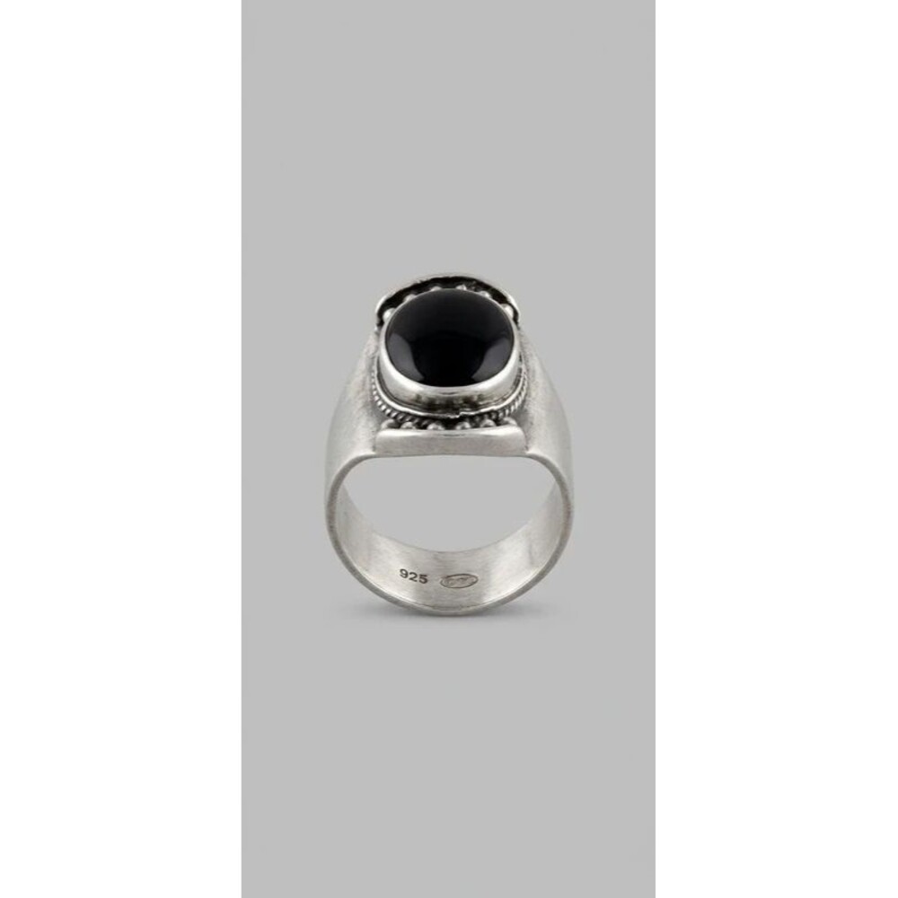 925 Sterling Bold Statement Oval Black Onyx Cabochon Ring